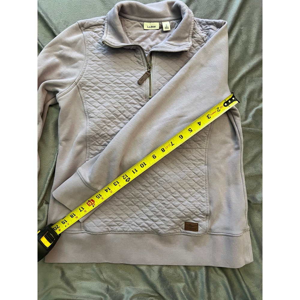 LL Bean Quilted Quarter Zip Sweatshirt Pale Lavender Purple Pullover 502745 S - Picture 8 of 9